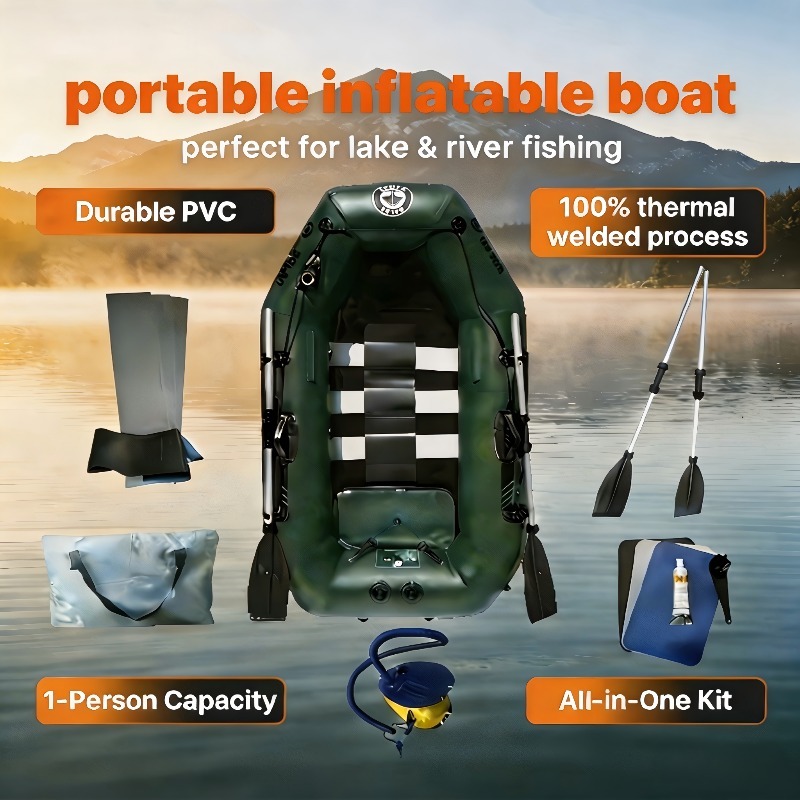 Fishing Kayak Inflatable - Łódka wędkarska jednoosobowa, tani ponton, kajak