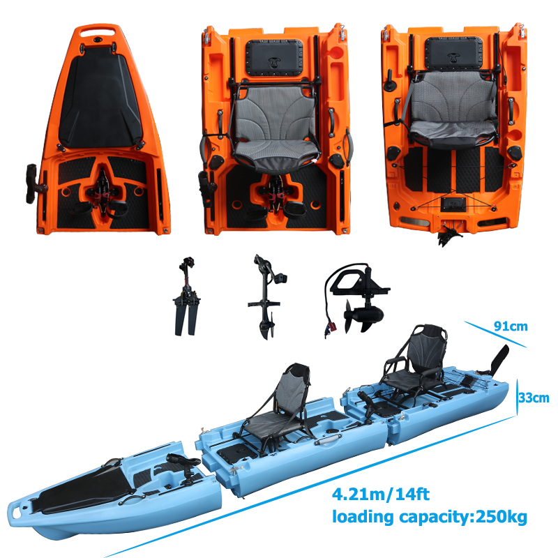 Fishing Kayak Sit In - Kajak dwuosobowy rozkładany z napędem pedałowym,