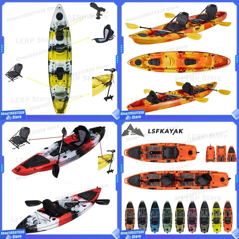 Fishing Kayak Sit In - Dwuosobowy plastikowy, sztywny kajak wędkarski z